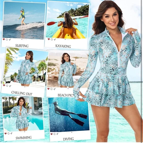 Long Sleeve Swimsuits UV UPF 50+ Swim - Picture 6 of 9